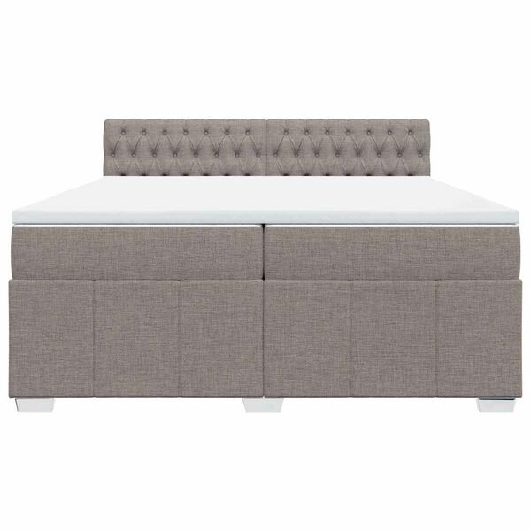 vidaXL Boxspringbett mit Matratze Taupe 200x200 cm Stoff