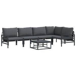 vidaXL Gartensofa-set mit Kissen 6 pcs Schwarz Stahl