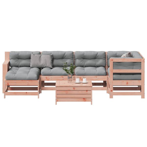 vidaXL 7-tlg. Garten-Lounge-Set mit Kissen Massivholz Douglasie