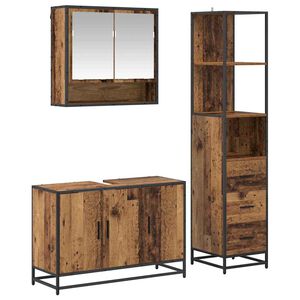 vidaXL Badezimmerm&ouml;bel-Set 3 stk. Altholz 35 x 37,5 x 166 cm