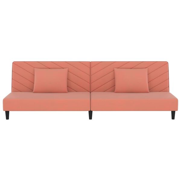 vidaXL Schlafsofa 2-Sitzer mit 2 Kissen Rosa Samt