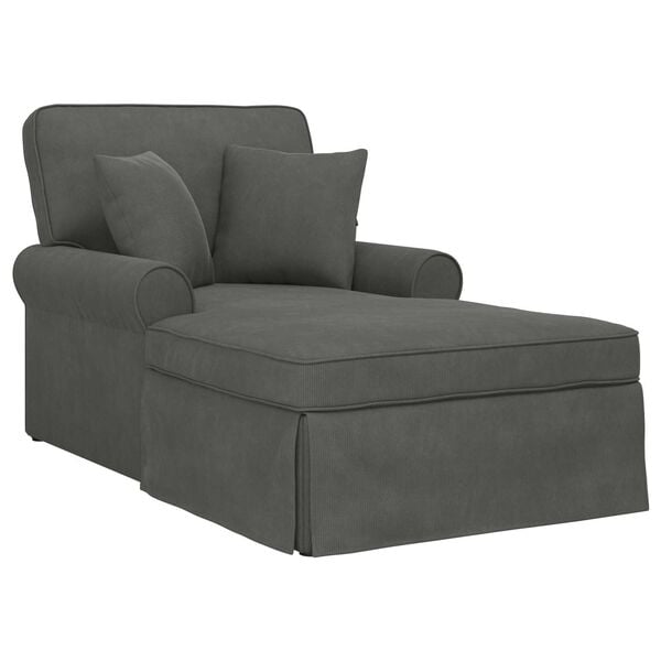 vidaXL Chaise Lounge mit Rock Dunkelgrau 91 x 157 x 91 cm Rippenstoff