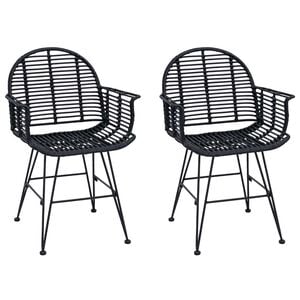 vidaXL Esszimmerstuhl 2 stk. Rattan und Eisen Schwarz 57 x 55 x 85 cm
