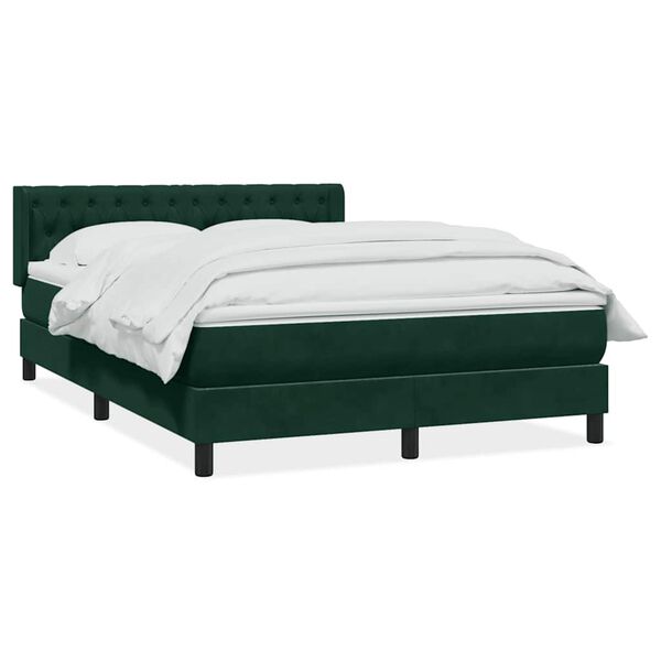vidaXL Boxspringbett mit Matratze Dunkelgr&uuml;n 160x210 cm Samt