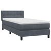 vidaXL Boxspringbett mit Matratze Dunkelgrau 80x210 cm Samt