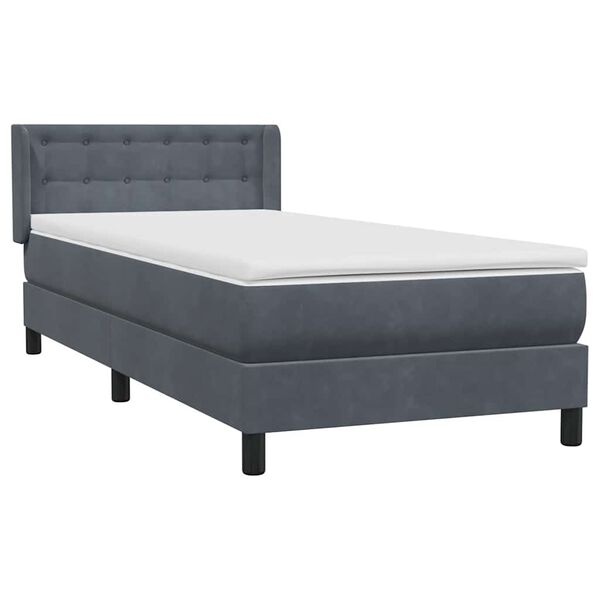 vidaXL Boxspringbett mit Matratze Dunkelgrau 80x210 cm Samt