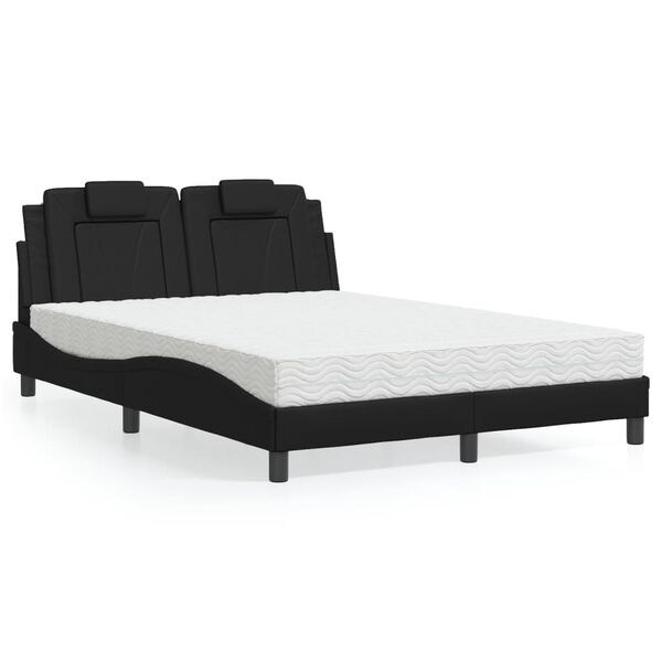 vidaXL Bett "Viana" mit Matratze Schwarz 140x200 cm Kunstleder