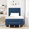 vidaXL Boxspringbett mit Matratze mit Kopfteil Blau 120 x 200 cm Stoff