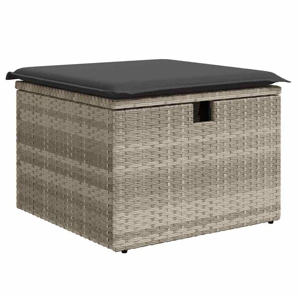 vidaXL 2-tlg. Garten-Sofagarnitur mit Kissen Hellgrau Poly Rattan