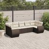 vidaXL 7-tlg. Garten-Sofagarnitur mit Kissen Braun Poly Rattan