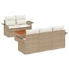 vidaXL Gartensofa-set mit Kissen 6 pcs Beige Poly-Rattan