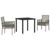 vidaXL Garten Essgruppe mit Kissen 3 pcs Grau Poly-Rattan