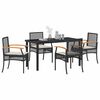 vidaXL Garten Essgruppe 5 pcs Schwarz Poly-Rattan