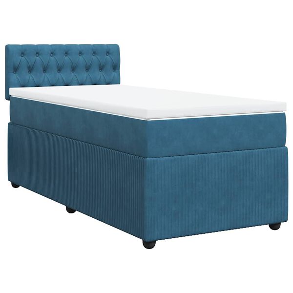 vidaXL Boxspringbett mit Matratze Blau 90x200 cm Samt