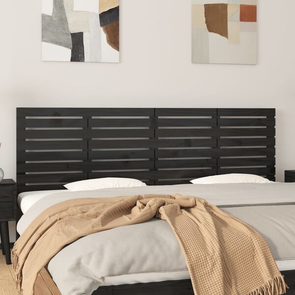 vidaXL Wand-Kopfteil Schwarz 166x3x63 cm Massivholz Kiefer