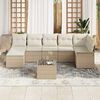 vidaXL Garten-Sofa-Set mit Kissen mit Speicher 8 pcs Beige Poly Rattan