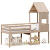 vidaXL Hochbett mit Dach 90x190 cm Massivholz Kiefer