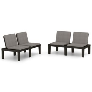 vidaXL Gartenb&auml;nke mit Kissen 2 Stk. Kunststoff Grau