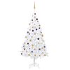 vidaXL K&uuml;nstlicher Weihnachtsbaum mit Beleuchtung & Kugeln Wei&szlig; 240 cm
