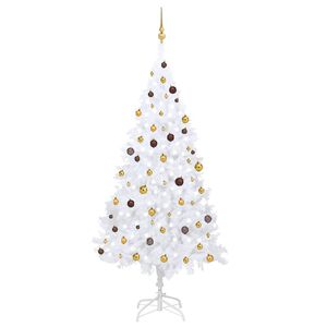 vidaXL K&uuml;nstlicher Weihnachtsbaum mit Beleuchtung & Kugeln Wei&szlig; 240 cm