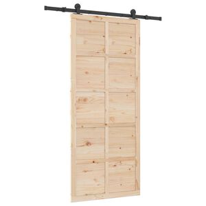 vidaXL Schiebet&uuml;r 80 x 208 cm Massives Kiefernholz Natur