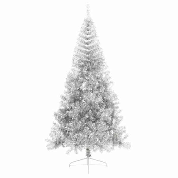 vidaXL K&uuml;nstlicher vorbeleuchteter Weihnachtsbaum Silber 240 cm PET