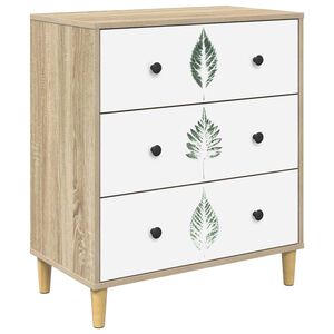 vidaXL Kommode HANAU Gr&uuml;nes Bl&auml;ttermuster 66 x 36,5 x 75 cm Sonoma