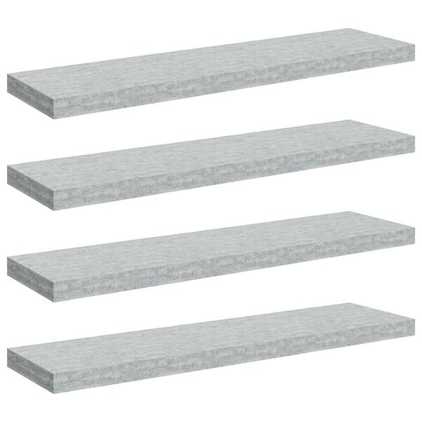 vidaXL Schweberegale 4 Stk. Betongrau 90x23,5x3,8 cm MDF