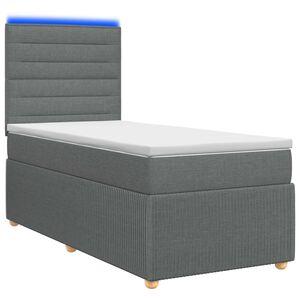vidaXL LED Boxspringbett mit Matratze Dunkelgrau 80 x 200 cm Stoff