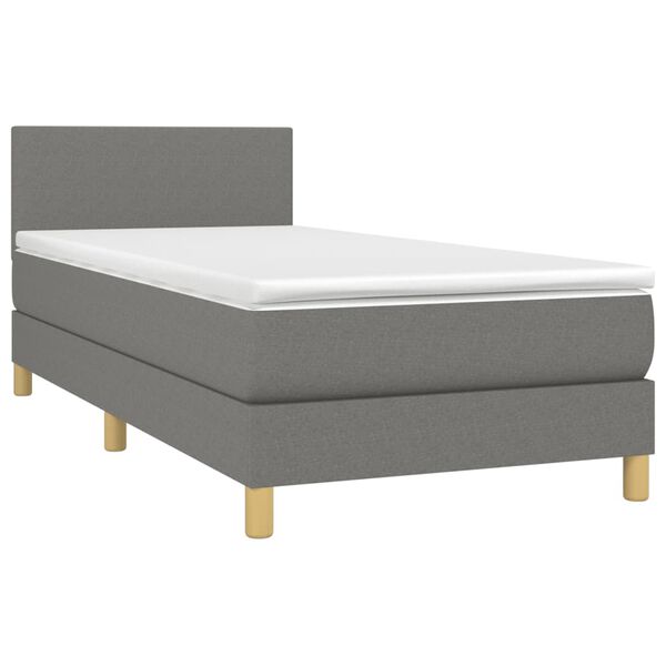 vidaXL Boxspringbett mit Matratze & LED Dunkelgrau 100x200 cm Stoff