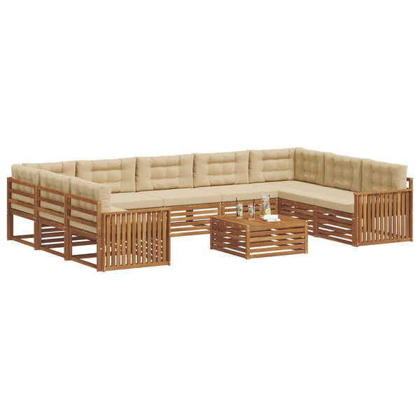 vidaXL Sofagarnituren 10 pcs Natur und Beige Massivholz Akazie