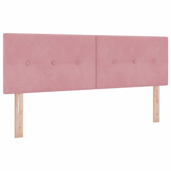 vidaXL Boxspringbett mit Matratze mit Kopfteil Rosa 190 x 140 cm Samt