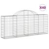 vidaXL Gabionen mit Hochbogen 40 Stk. 200x30x80/100cm Verzinktes Eisen