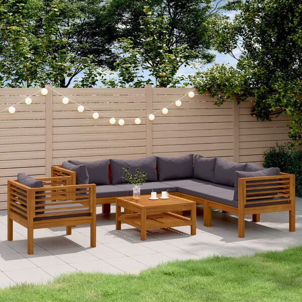 vidaXL 7-tlg. Garten-Lounge-Set mit Auflage Massivholz Akazie