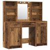 vidaXL Schminktischset mit LED 3 stk. Altholz Holzwerkstoff