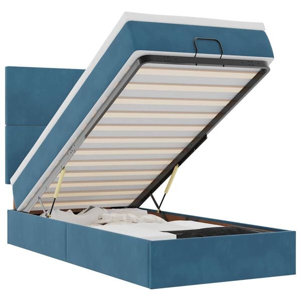vidaXL Ottoman-Bett mit Matratzen & LEDs Dunkelblau 80x200 cm Samt