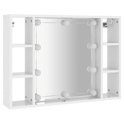 vidaXL Spiegelschrank mit LED Hochglanz-Weiß 76x15x55 cm