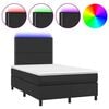 vidaXL Boxspringbett mit Matratze & LED Schwarz 120x190 cm Kunstleder