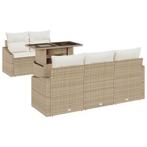 vidaXL Garten-Sofa-Set mit Speicher 6 pcs Beige Poly Rattan
