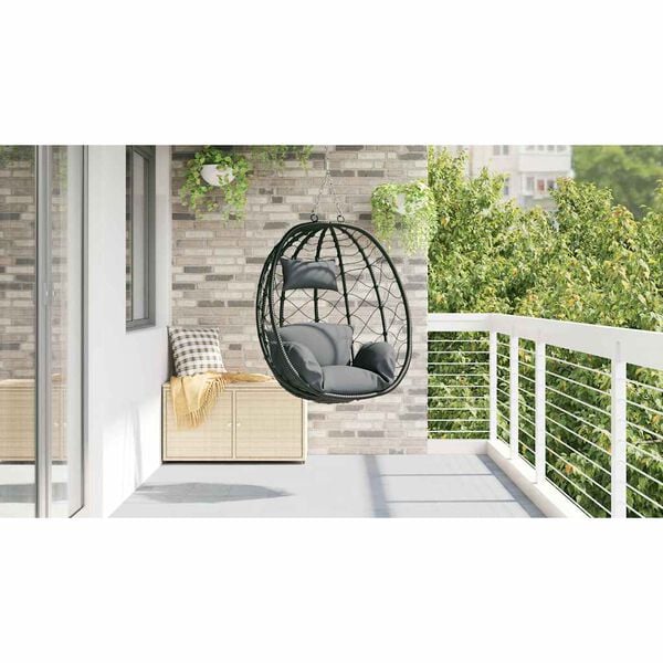 vidaXL H&auml;ngendes Ei-Stuhl Anthrazit 91.5 x 60 x 110 cm Poly-Rattan