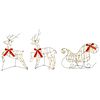 vidaXL Weihnachtsrentier mit Schlitten 3 stk. 140 LEDs Warmes Wei&szlig;
