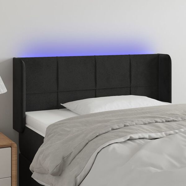 vidaXL LED Kopfteil Schwarz 103x16x78/88 cm Samt