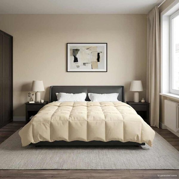 vidaXL Sommerdecke Gepolstert Creme 220 x 260 cm Mikrofaser