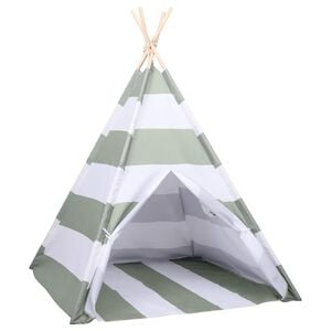 vidaXL Kindertent Grau und Wei&szlig; 120 x 120 x 150 cm Massivholz Kiefer