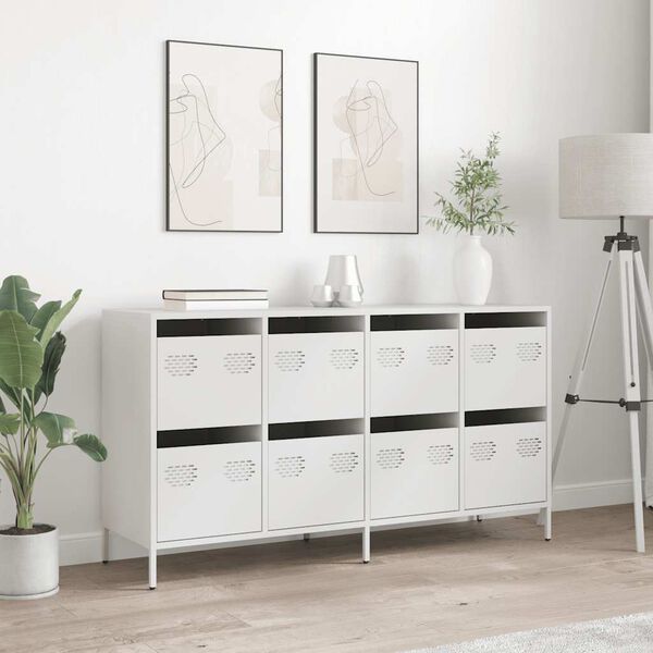 vidaXL Sideboard Weiß 135x39x73,5 cm Kaltgewalzter Stahl