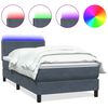 vidaXL Boxspringbett mit Matratze & LED Dunkelgrau 80x210 cm Samt
