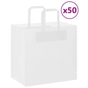 vidaXL Papiertragetaschen 50 Stk. mit Henkeln Wei&szlig; 26x17x25 cm