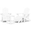 vidaXL Adirondack-Gartenst&uuml;hle mit Hocker & Tisch HDPE Wei&szlig;