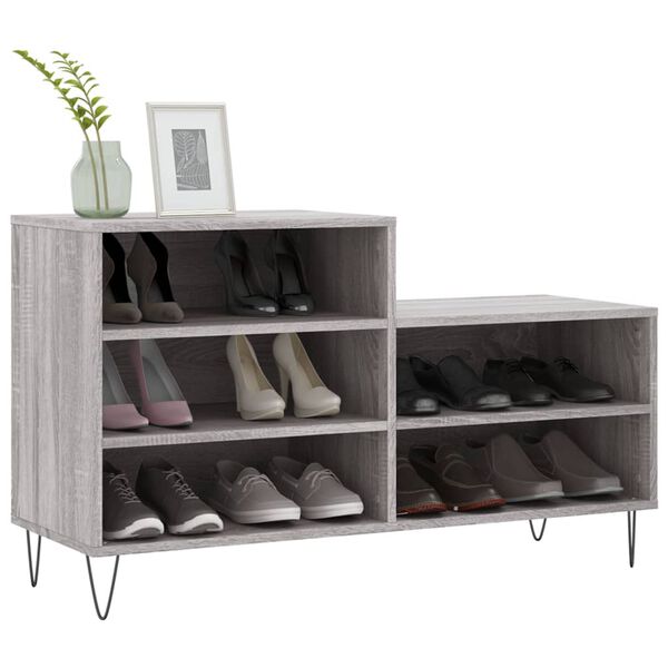 vidaXL Schuhregal Grau Sonoma 102x36x60 cm Holzwerkstoff