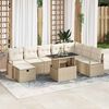 vidaXL Garten-Sofa-Set mit Kissen mit Speicher 9 pcs Beige Poly Rattan